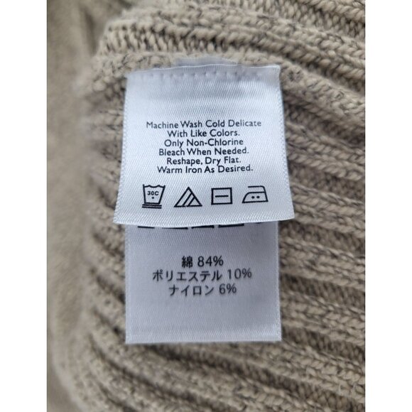 Vintage Eddie Bauer Beige Knit Full-Zip Cardigan Sweater Large Cotton Blend - Picture 6 of 7